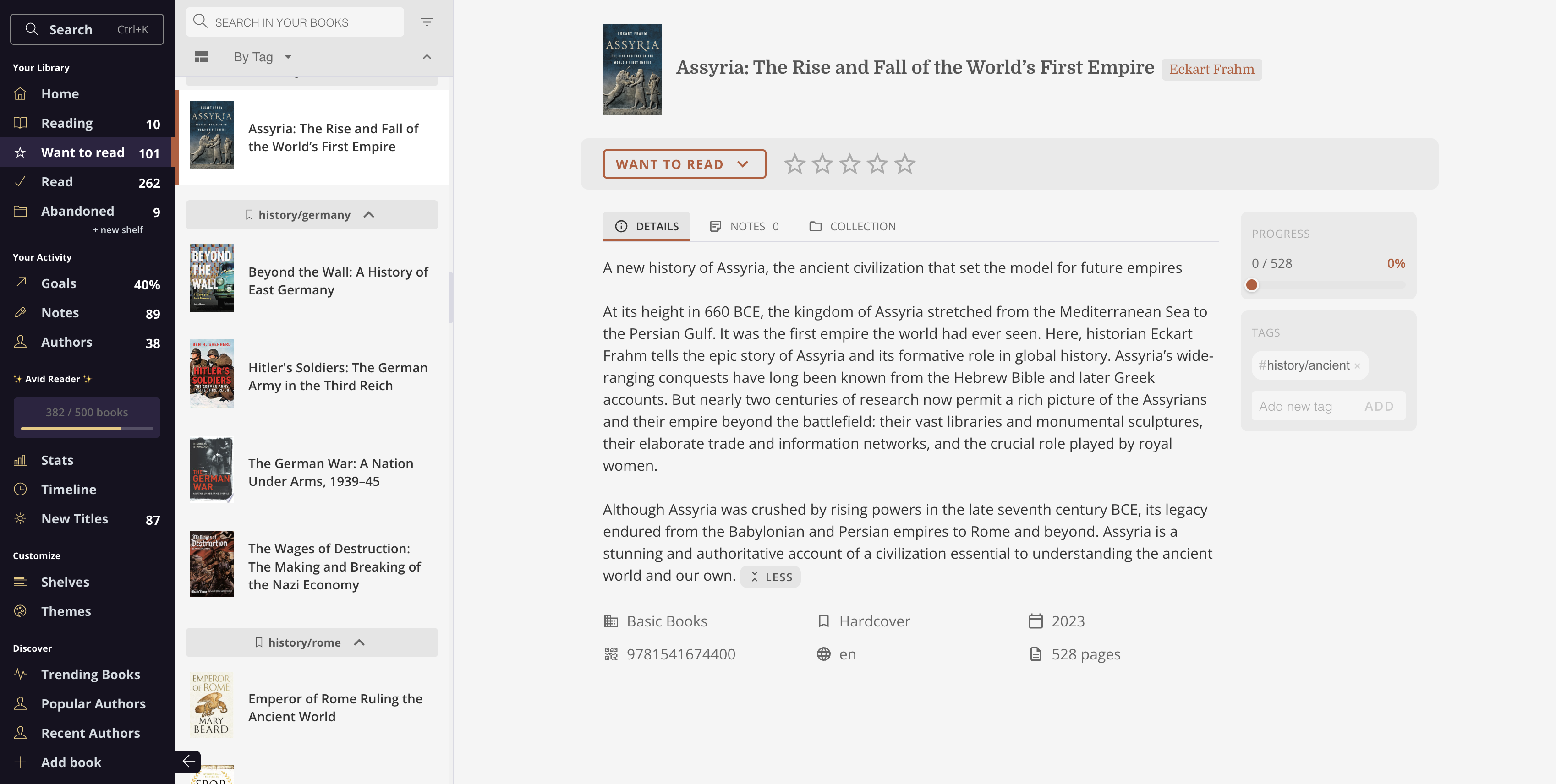 Candl home dashboard showing reading status, active goals, and pending reviews